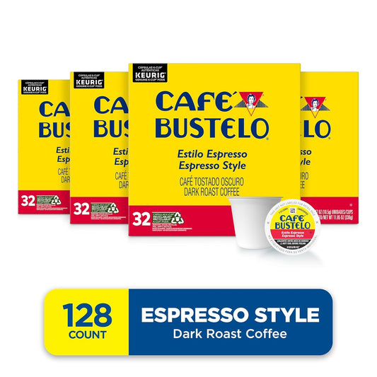 Café Bustelo Espresso Style Dark Roast Coffee, 128 Keurig K-Cup Pods