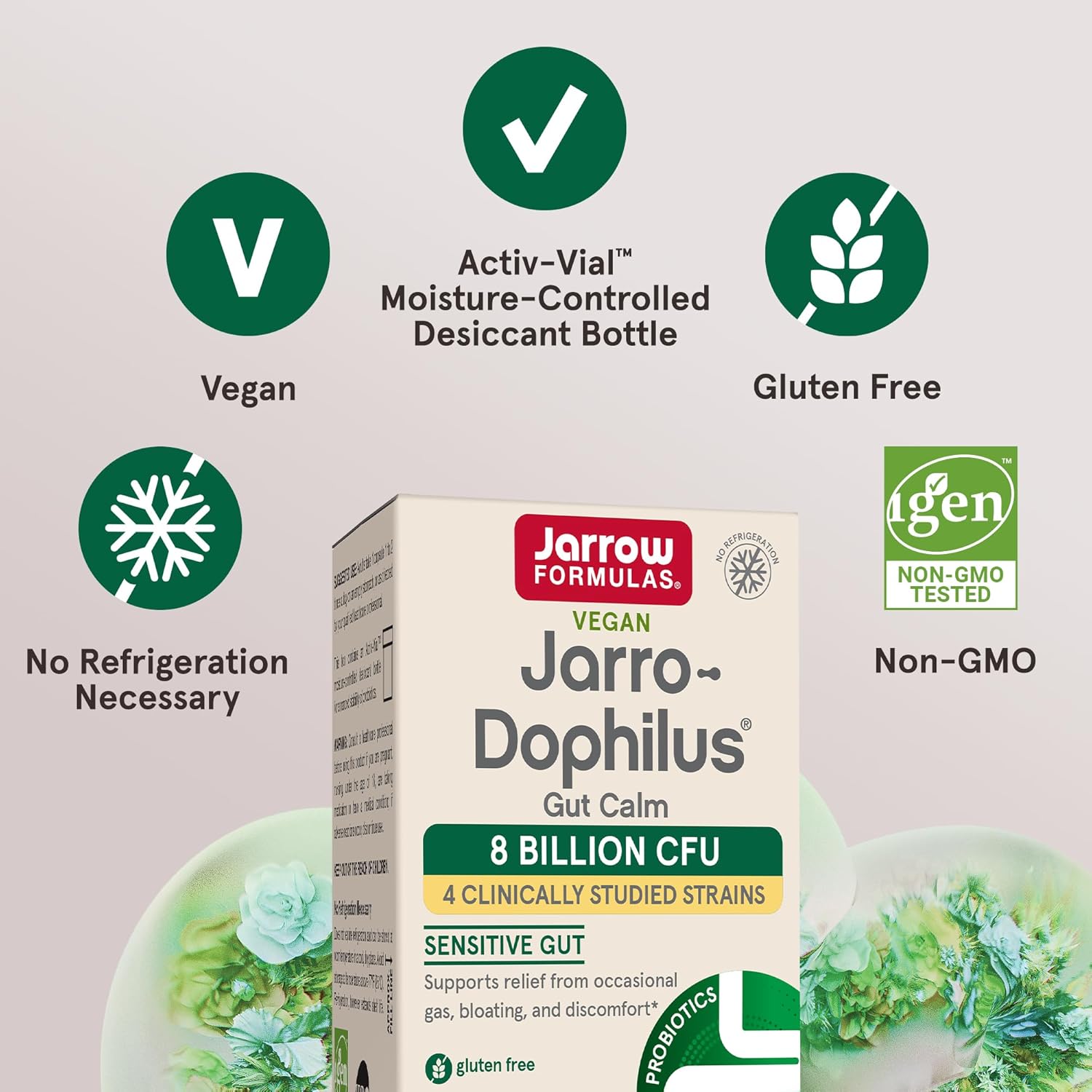 Jarrow Formulas Jarro-Dophilus Gut Calm Probiotic, 8 Billion CFU Supplement for Digestive Health, 30 Delayed Release Capsules, 30 Day Supply : Health & Household