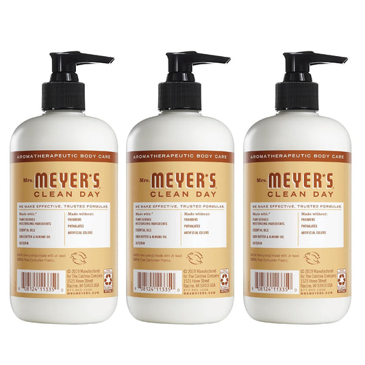 Mrs. Meyer'S Clean Day Hand Lotion For Dry Hands, Non-Greasy Moisturizer Made With Essential Oils, Oat Blossom, 12 Oz Bottles, Pack Of 3