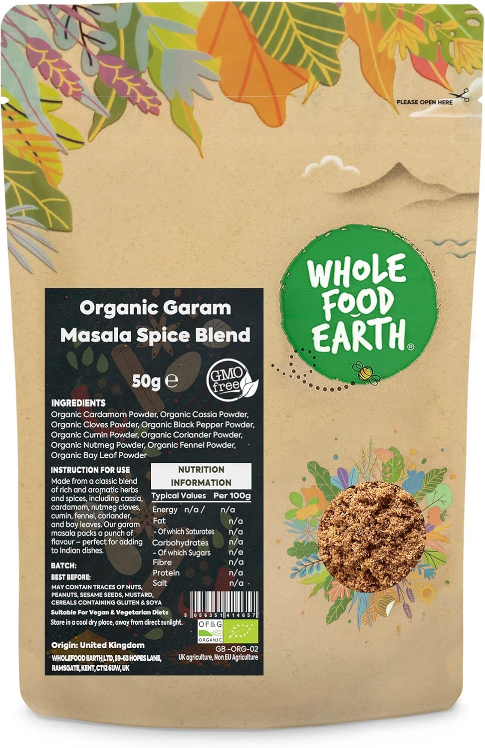 Wholefood Earth Organic Garam Masala Spice Blend 100 G | Gmo Free | Certified Organic