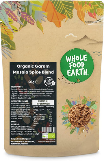 Wholefood Earth Organic Garam Masala Spice Blend 50 G | Gmo Free | Certified Organic