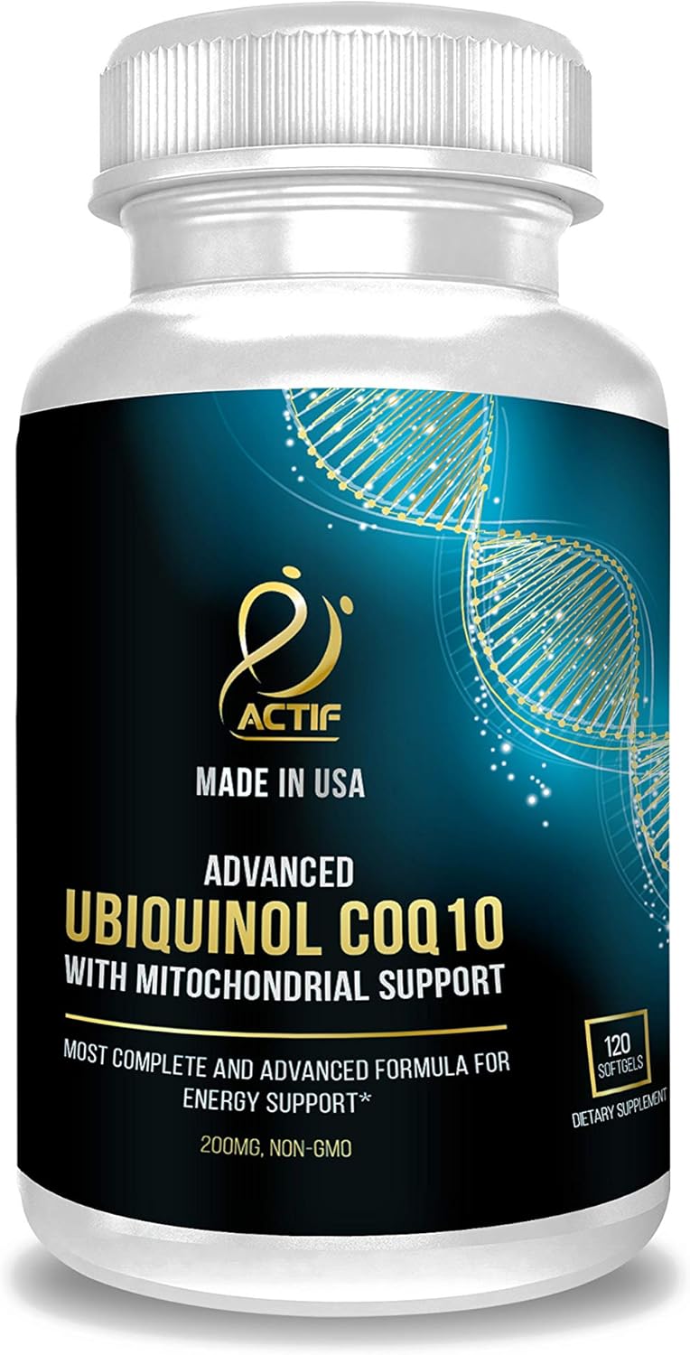 Actif Super Ubiquinol Coq10 With Enhanced Mitochondrial Support, Non-Gmo, Made In Usa, 200Mg, 120 Count