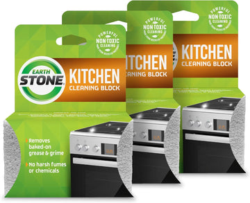 Earthstone Kitchen Cleaning Block, Powerful Scrubber For Multi Surfaces, 3-Pack