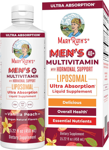 Maryruth Organics Men'S 40+ Multivitamin Liposomal With Hormonal Support | Ultra Absorption | Immune Support | Reproductive Health | Energy Supplement For Men | Non Gmo | Vegan | 15.22Oz