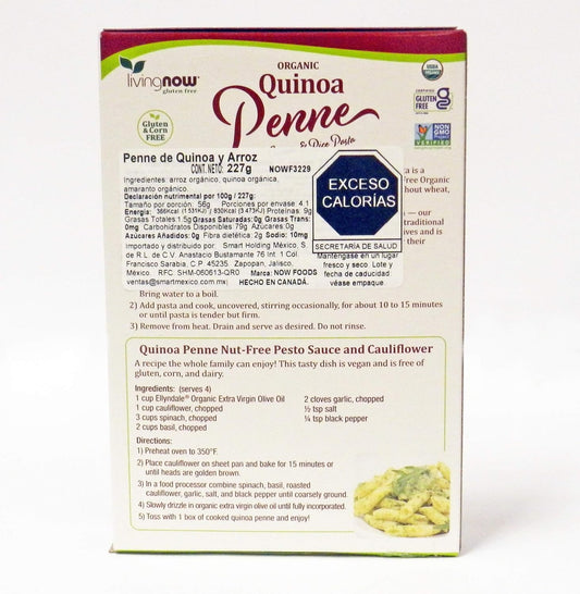 Now Foods, Organic Quinoa Penne, Gluten-Free, Corn-Free, Non-Gmo, Quinoa And Rice Pasta, 8-Ounce