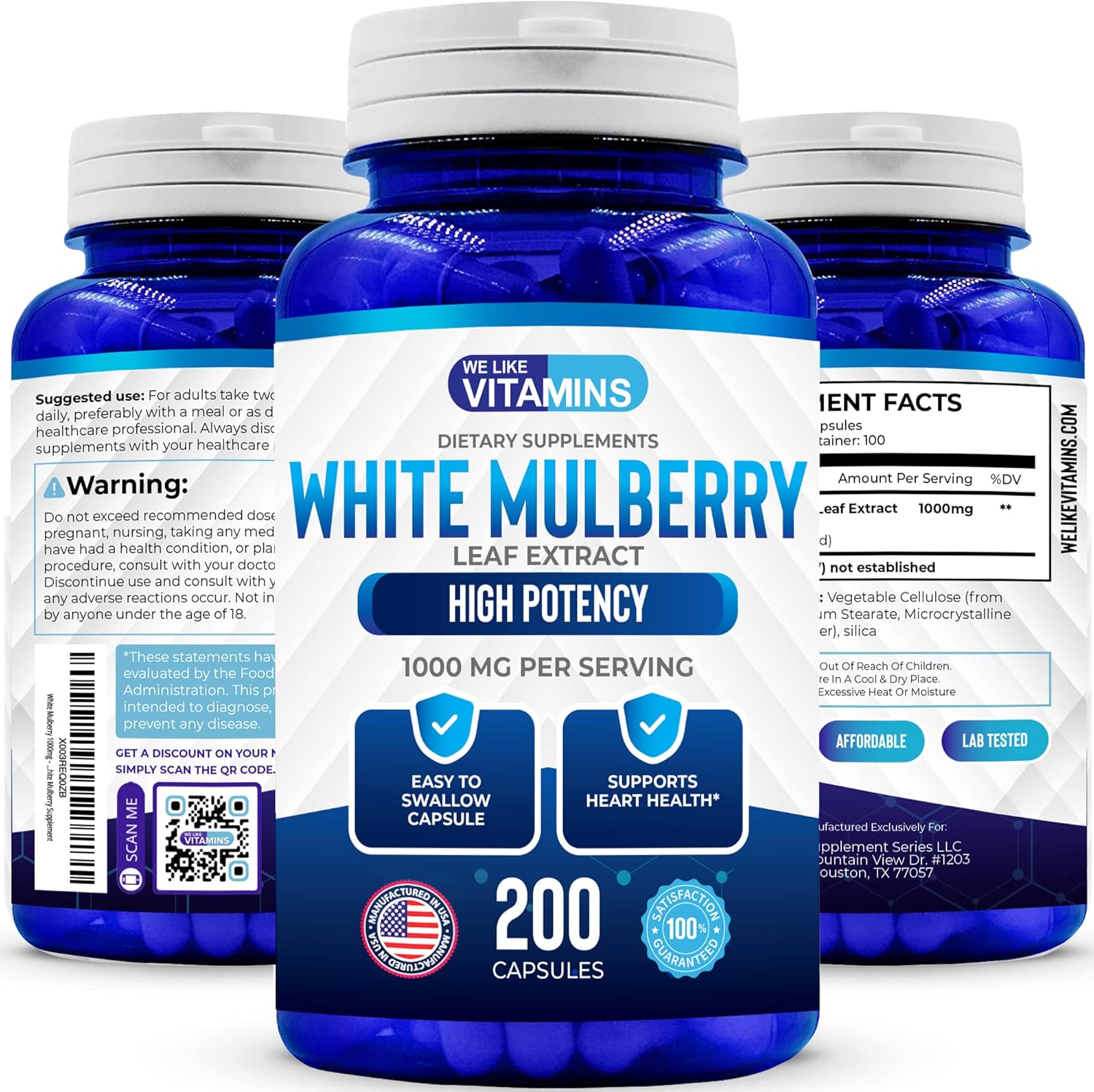 We Like Vitamins White Mulberry 1000Mg – 200 Capsules – White Mulberry Supplement