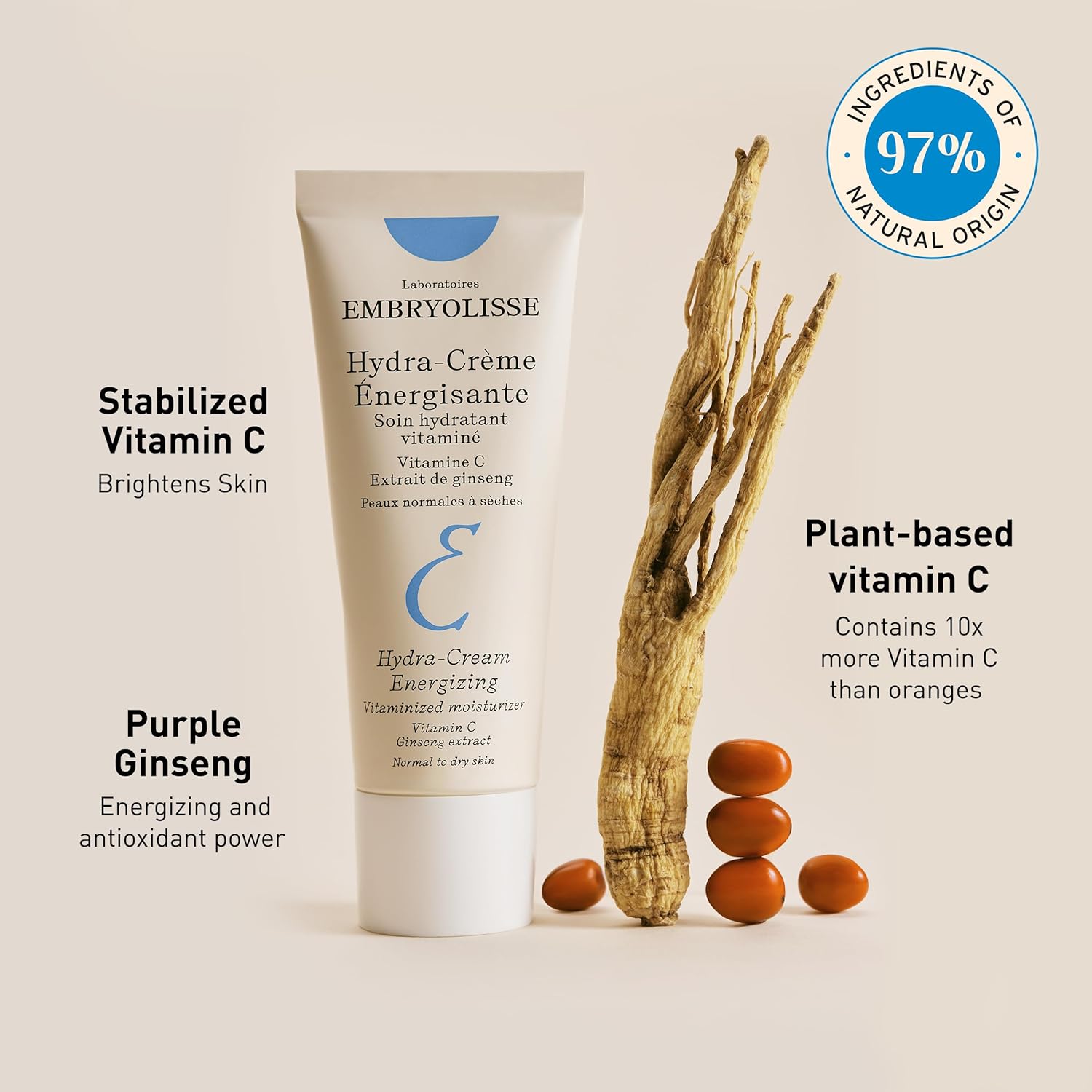 Embryolisse Vitamin C Energizing Face Moisturizer. Radiance-Boosting, Anti-Aging Daily Cream For Immediate And Long-Lasting Hydration & Glow, 1.35 Fl Oz : Beauty & Personal Care