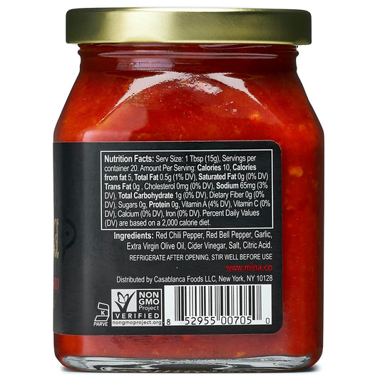 Mina Harissa Hot Sauce, Gourmet Moroccan Heat, Homestyle Spicy Red Chili Harissa Paste With Tangy Twist, 10 Oz Harissa Sauce, Excite Your Senses With Mina Harissa Seasoning