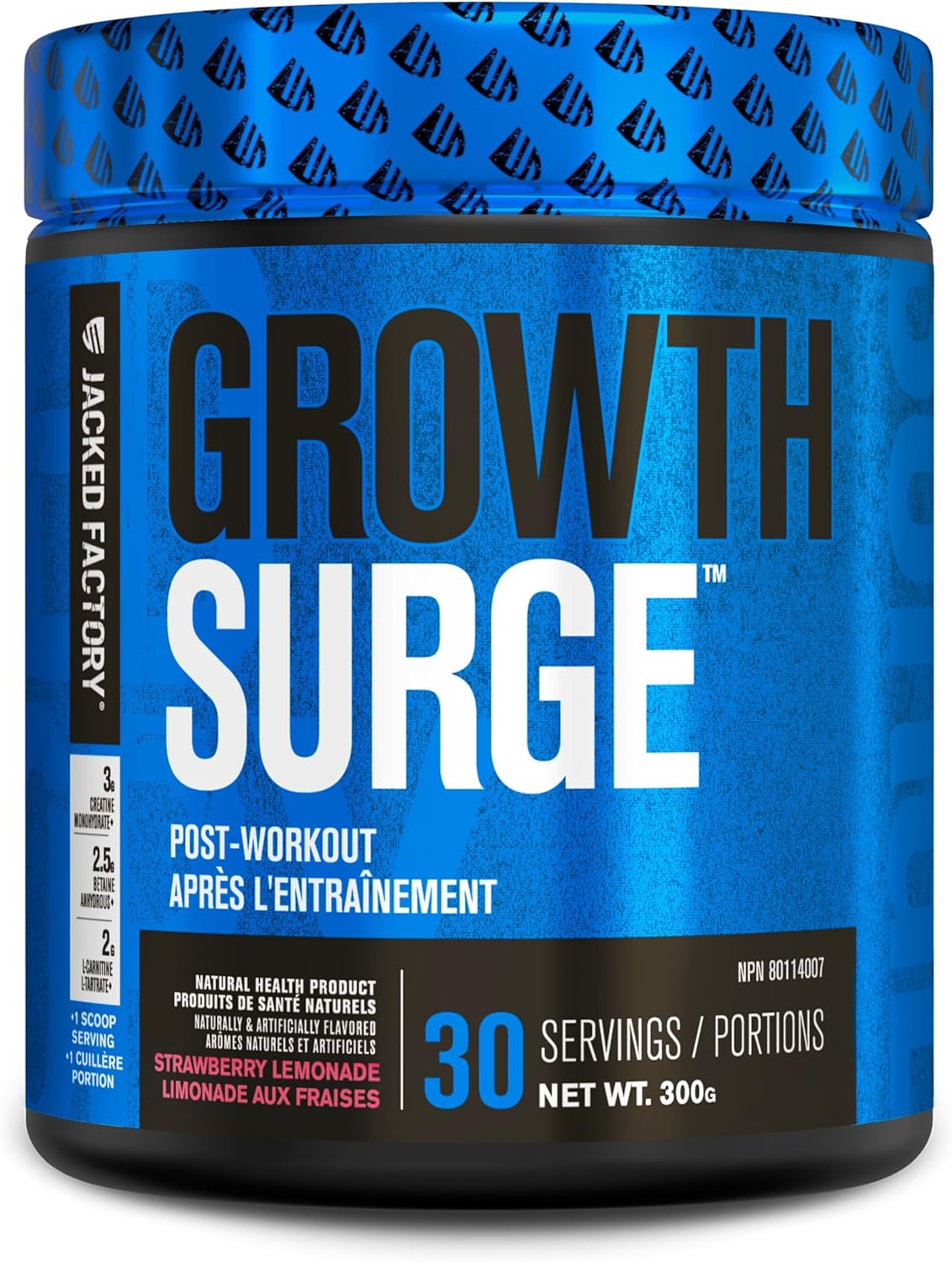 Jacked Factory Growth Surge Creatine Post Workout | Daily Muscle Builder & Recovery Supplement With Creatine Monohydrate, Betaine, L-Carnitine L-Tartrate - 30 Servings, Strawberry Lemonade