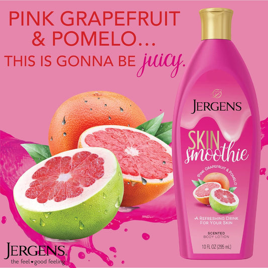 Jergens Skin Smoothie Pink Grapefruit & Pomelo Scented Body Lotion, Refreshing 10 Fl Oz (Pack of 3)