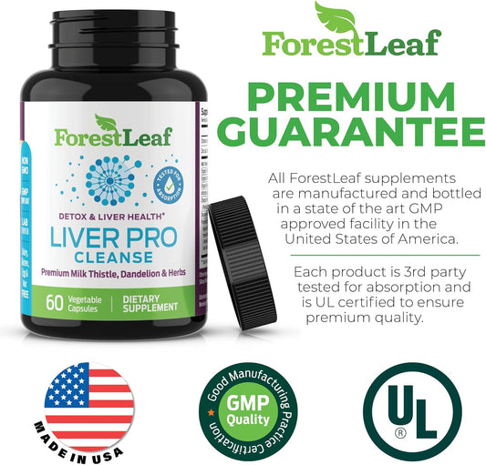 Forestleaf Liver Detox Cleanse - Liver Cleanse Detox & Repair - Fatty Liver Repair Liver Supplement With Milk Thistle, Dandelion Root Extract & Herbs - Prohepatic Liver Support Supplement (60)