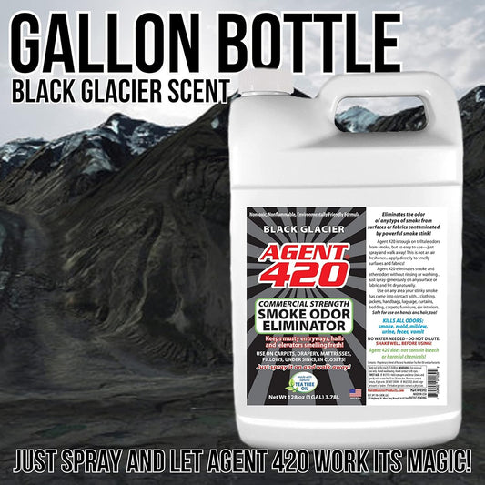 AGENT 420 - Cannabis Odor Destroying Spray for Eliminating Cigarette Smoke or Most Unwanted Odors In Your House, Car or Apartment - Freshen Up The “place” (Black Glacier, Gallon)