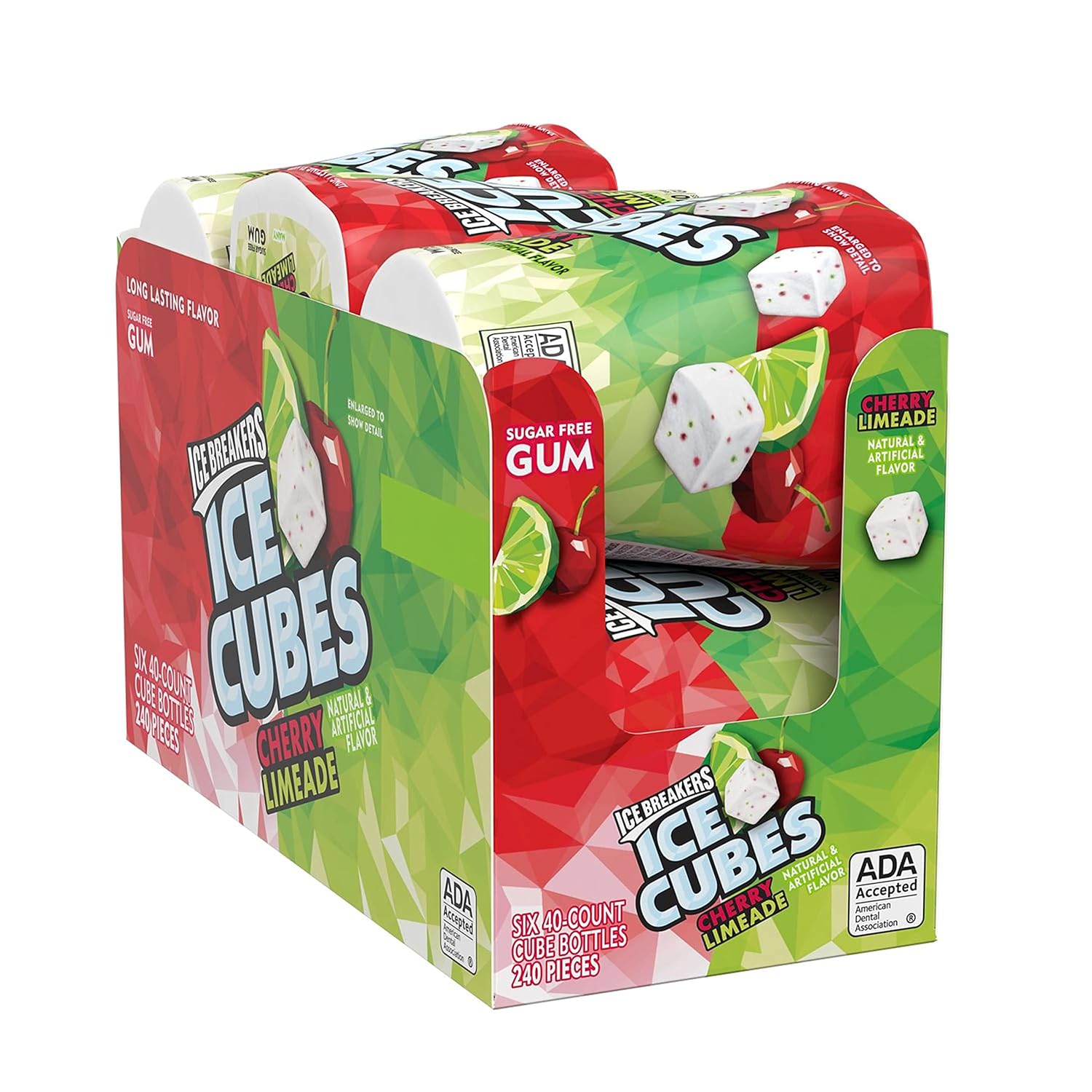 Ice Breakers Ice Cubes Cherry Limeade Sugar Free Chewing Gum Bottles, 3.24 Oz (6 Count, 40 Pieces)