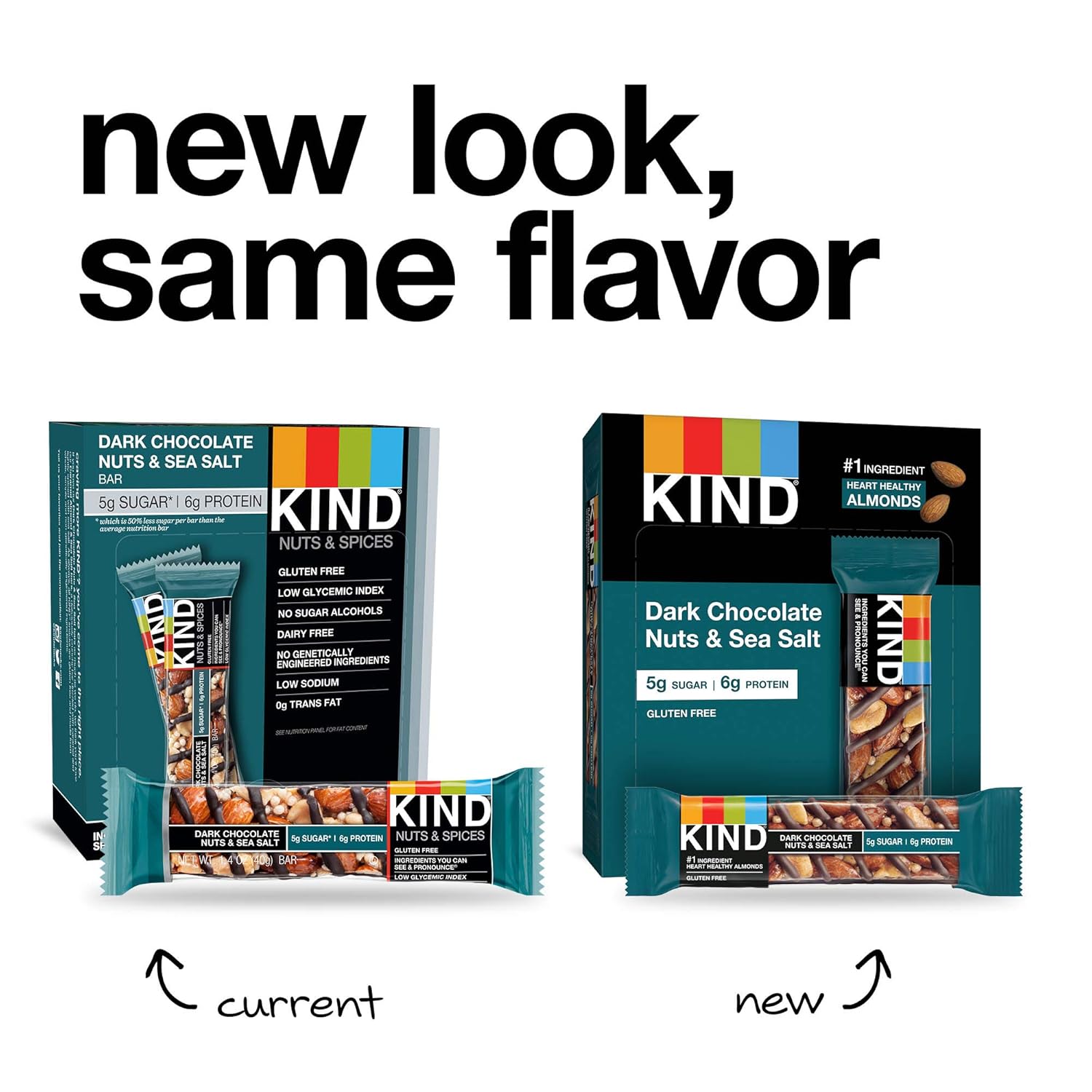 Kind Bars, Dark Chocolate Nuts & Sea Salt, Healthy Snacks, Gluten Free, Low Sugar, 6 Count