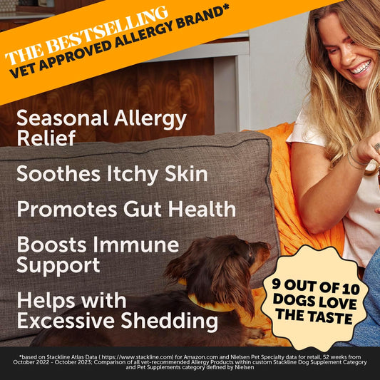 Pet Honesty Allergy Skin Health - Allergy Itch Relief, Fish Oil For Dogs, Probiotics For Healthy Skin, Shiny Coats, Helps Reduce Normal Shedding, Soft Chews For Healthy Skin & Coat - 90 Ct (Salmon)