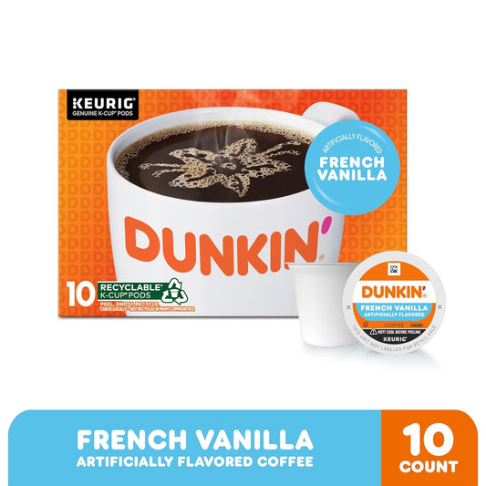 Dunkin' French Vanilla Flavored Coffee, 10 Keurig K-Cup Pods