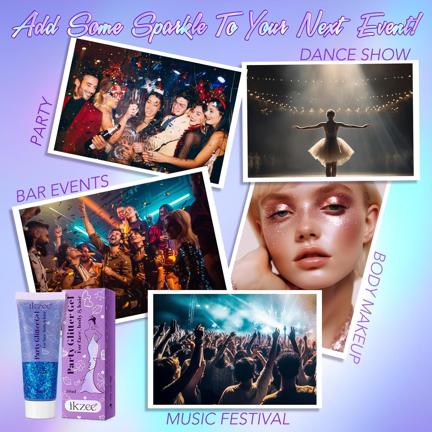 Body Glitter Gel 3Pcs, 50Ml Mermaid Silver Pink Face Hair Glitter Gel Sequins Shimmer Liquid Eyeshadow, Liquid Holographic Glitter Gel, Chunky Glitter For Music Festival, Parties, Performances, Stages