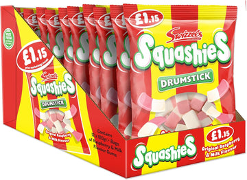 Swizzels Drumstick Squashies Original Sweets - Raspberry And Milk Flavour Foam Gum Sweets - Price Marked Multipack (12 X 120G)
