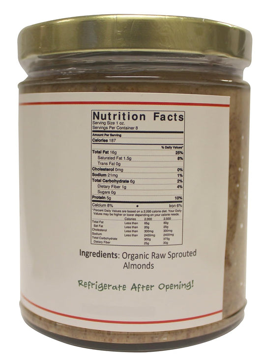 Jiva Organics Raw Sprouted Organic Almond Butter 8-Ounce Jar