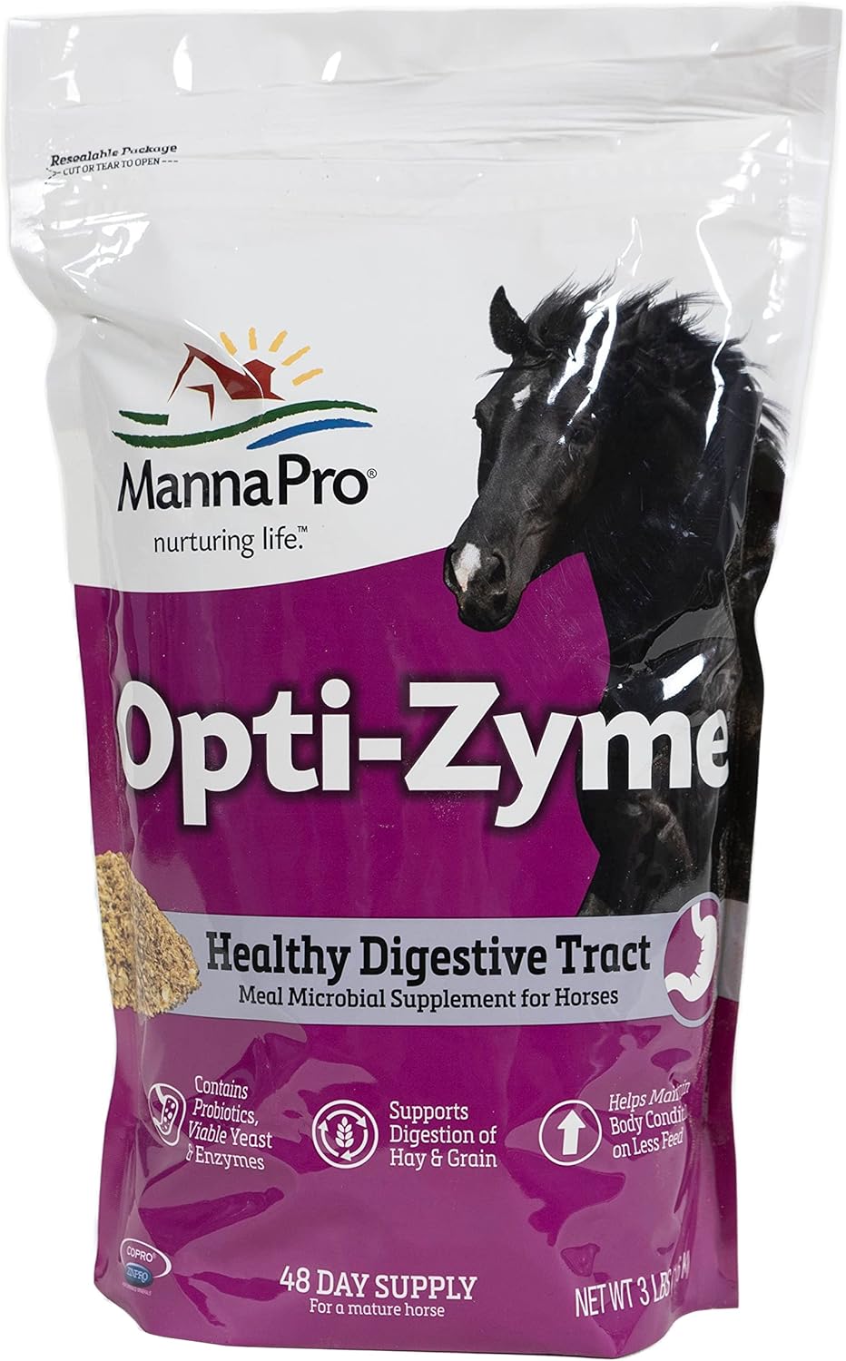 Manna Pro Corp 1000082 Manna Pro Opti-Zyme Microbial Digestive Supplement For Horse, 3-Pound, White