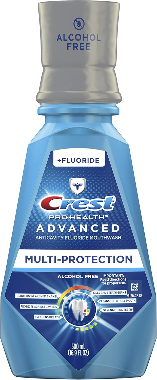 Crest Pro-Health Advanced Mouthwash, Alcohol Free, Multi-Protection, Fresh Mint, 500 Ml, 16.9 Fl Oz