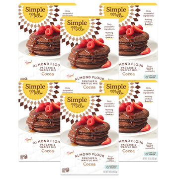 Simple Mills Almond Flour Pancake & Waffle Mix, Cocoa, Nothing Artificial, No Preservatives, Kosher & Paleo Friendly, Gluten Free, 10 Ounce (Pack Of 6)