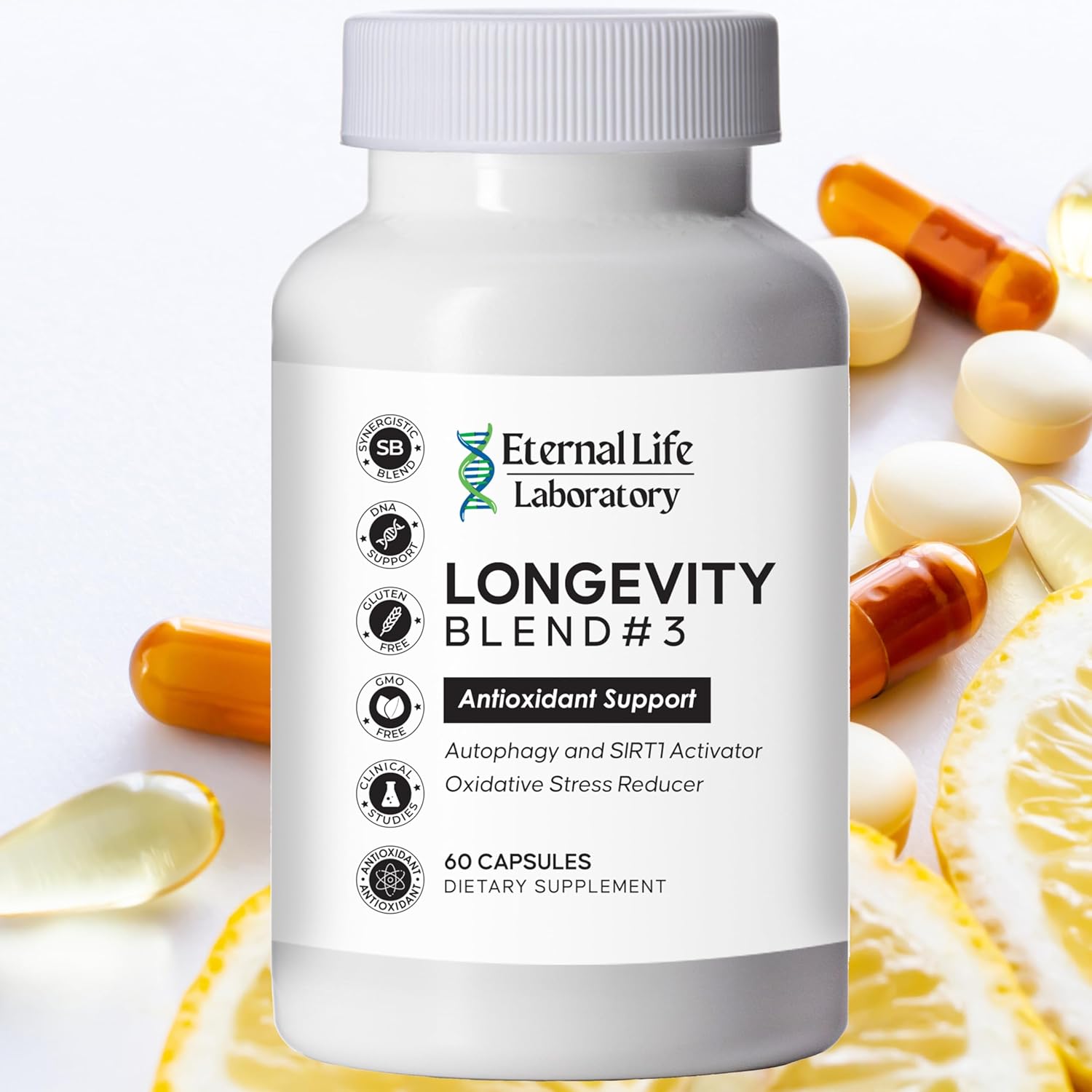 Longevity Blend #3 - Resveratrol 98% With Fisetin Pterostilbene Spermidine, Anti Aging, Oxidative Stress Reducer, Antioxidant Supplement, Ampk Activator