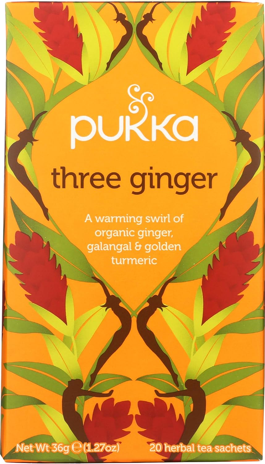 Pukka Organic Herbal Tea Ginger Herbal Teas Three Ginger Tea With Galangal & Turmeric 20 Tea Bags