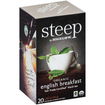 Steep By Bigelow Organic English Breakfast Black Tea, Caffeinated, 20 Count (Pack Of 6), 120 Total Tea Bags