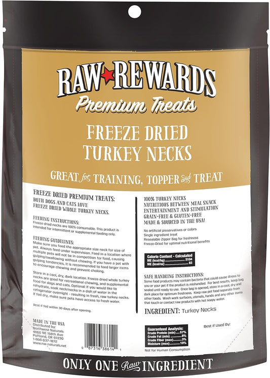 Northwest Naturals Raw Rewards Freeze-Dried Turkey Necks. A Natural Source Of Protein, Fat And Minerals That Can Be Added To Your Pet'S Daily Diet Or As A Treat. Cats Love Freeze-Dried Necks Too