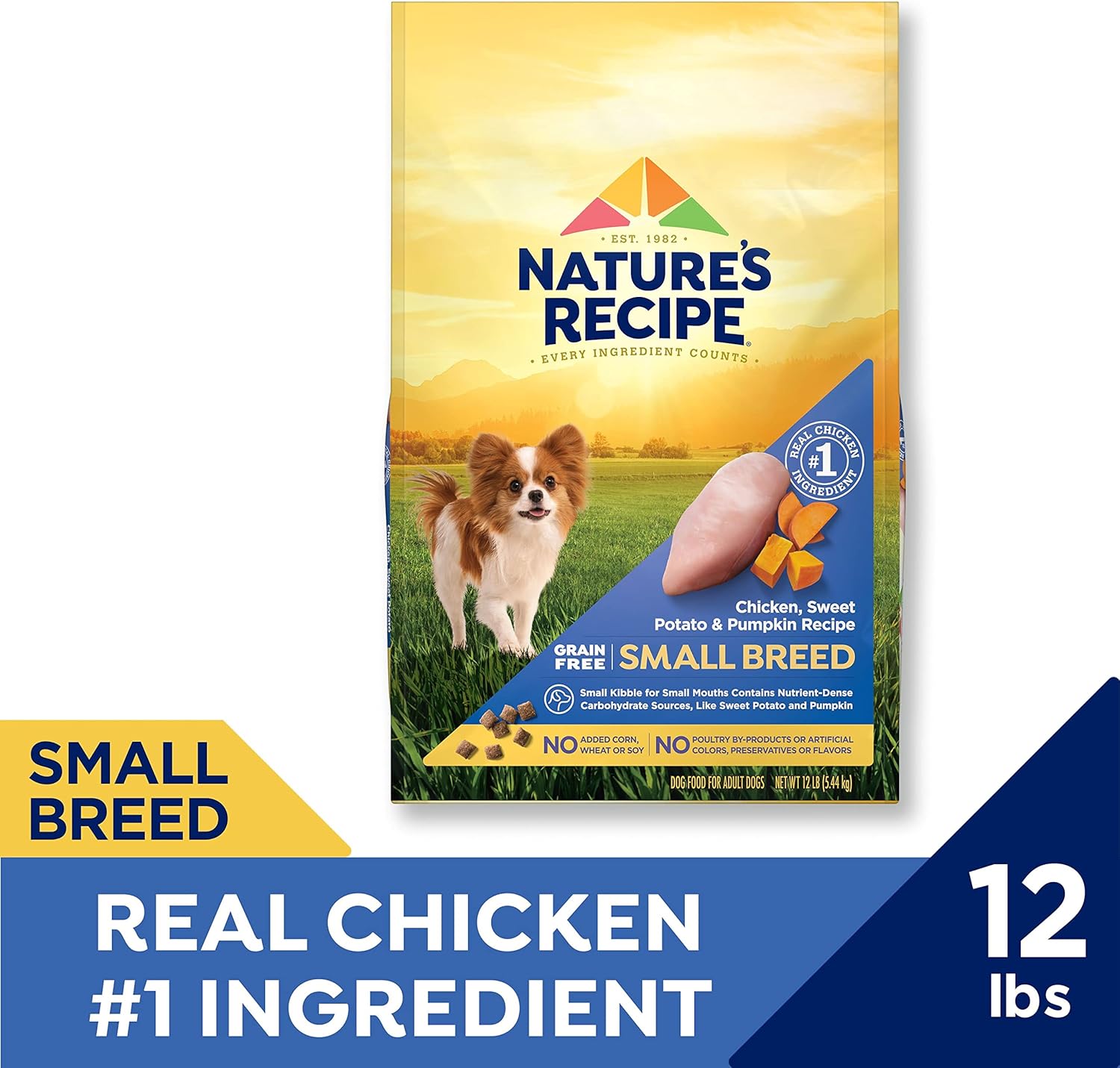 Nature’S Recipe Grain Free Small Breed Chicken, Sweet Potato & Pumpkin Recipe Dry Dog Food, 12 Lb. Bag