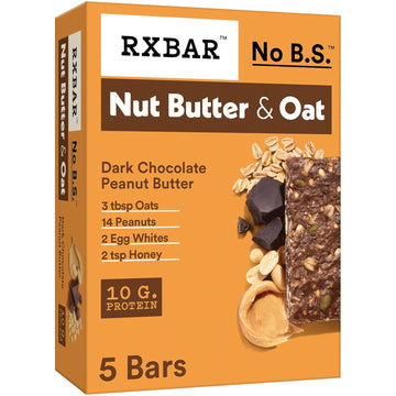 Rxbar Nut Butter And Oat Protein Bars, Protein Snacks, Snack Bars, Dark Chocolate Peanut Butter, 9.7Oz Box (5 Bars)