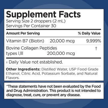 Liquid Collagen And Biotin, 2 Fl. Oz, Ultra-Strength Collagen Supplements For Women, Third-Party Tested Biotin For Hair Growth Women, Nails, And Skin Vitamins B7 Collageno Peptides – Vanilla Flavor