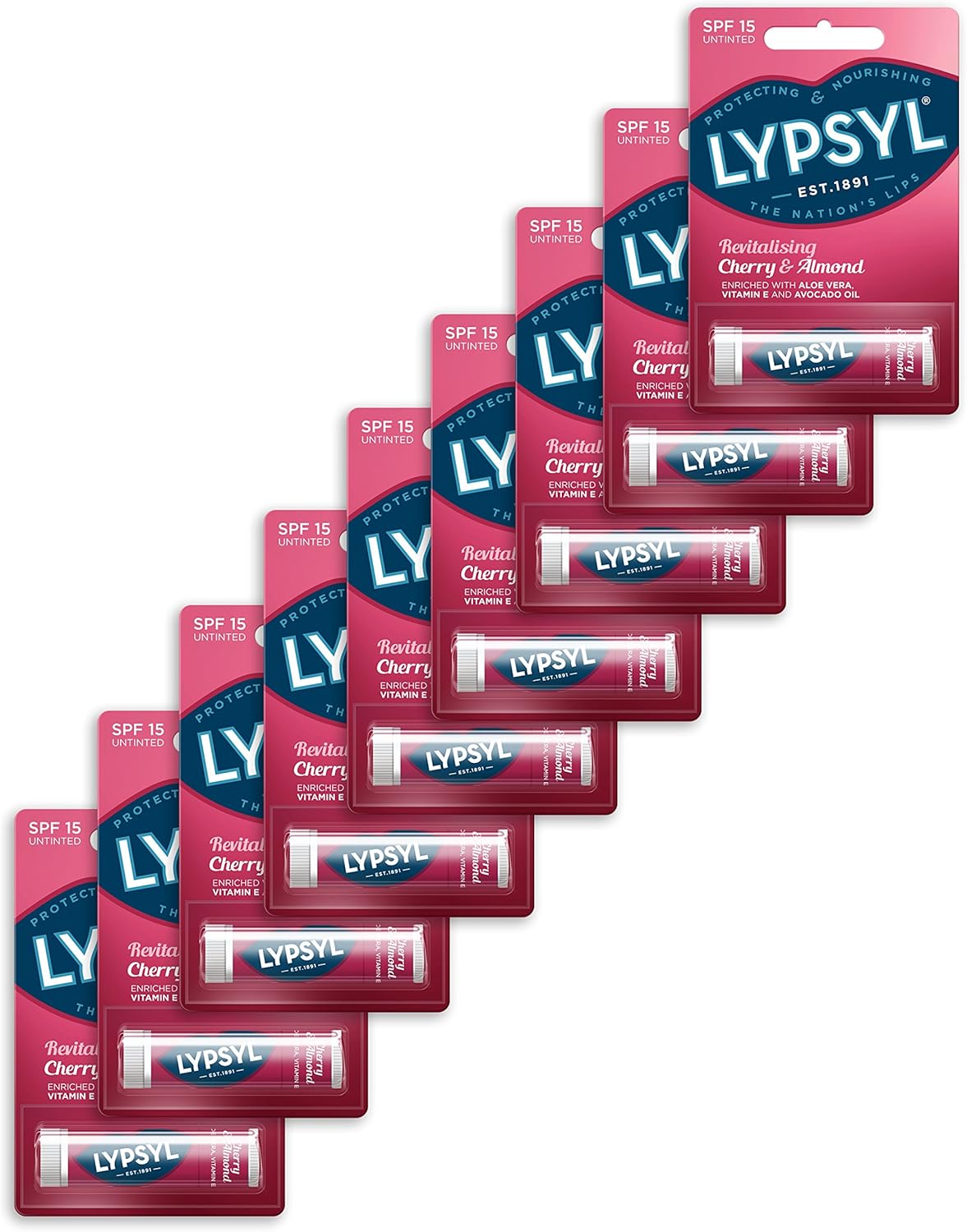 Lypsyl Revitalising Lip Balm, Cherry And Almond, Pack Of 9