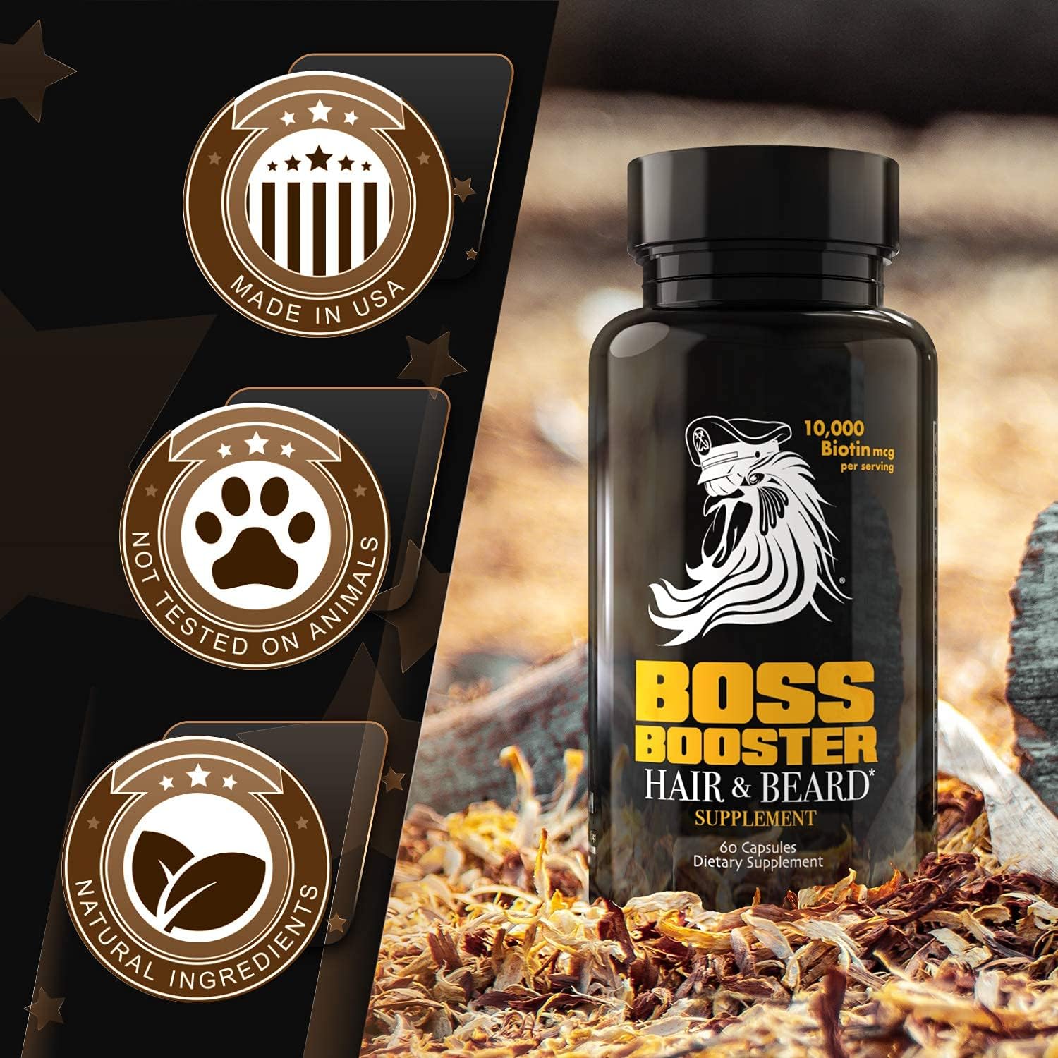 Bossman Boss Booster - Beard Growth Supplement Products for Men - 10,0
