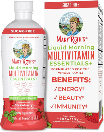 MaryRuth Organics Multivitamin Multimineral for Women Men & Kids | No Added Sugar | Vegan Liquid Vitamins for Adults & Kids | Mens, Womens Multivitamin | Energy & Beauty Booster | Non-GMO | 32 Fl Oz