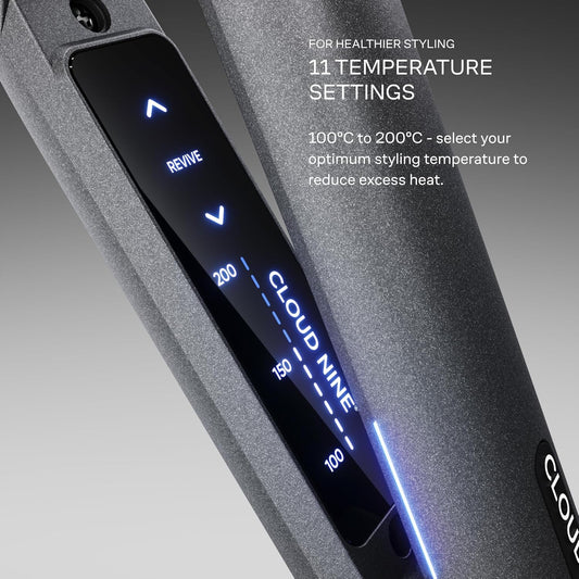 Cloud Nine The Original Iron Grey Hair Straightener Starlight Grey | Variable Temperature Control Quick Heat Touch Technology Ceramic Floating Plates Spring Flex Styling | Smooth Sleek Results
