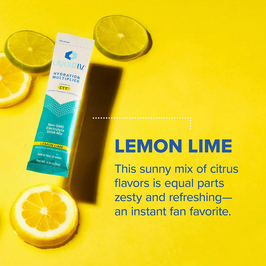 Liquid I.V. Hydration Multiplier - Lemon Lime - Hydration Powder Packets | Electrolyte Powder Drink Mix | Easy Open Single-Serving Sticks | Non-GMO | 1 Pack (16 Servings)