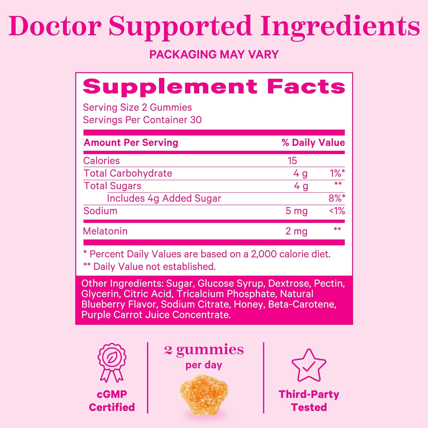 Pink Stork Melatonin Gummies for Occasional Sleep Support - 2 mg Melatonin for Calm & Relaxation - Fall & Stay Asleep - Low-Dose for Pregnant and Breastfeeding Women - 60 Sleep Gummies : Health & Household