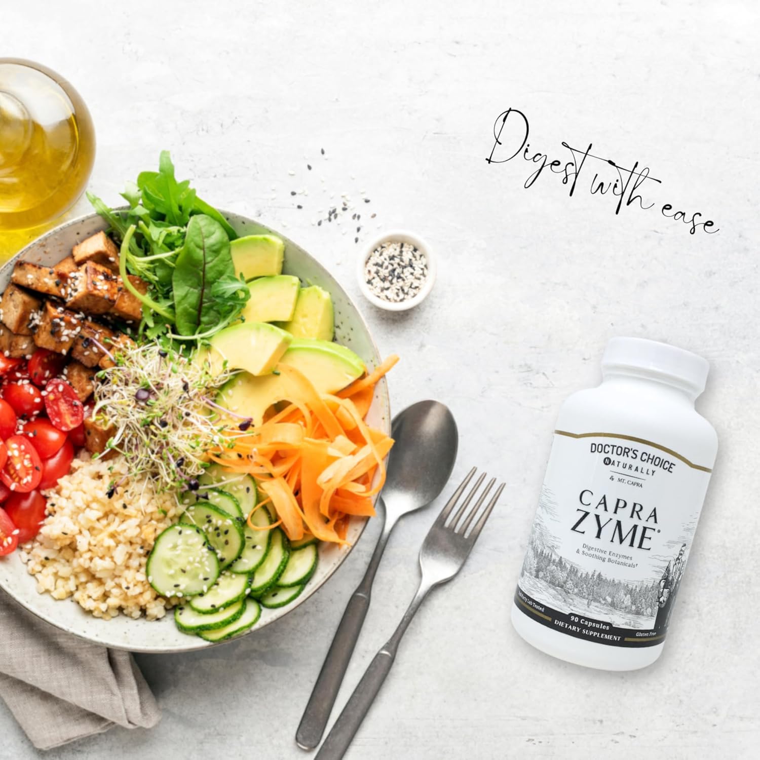 Caprazyme By Mt. Capra | Vegetarian Digestive Enzyme Supplement For Men And Women, Amylase, Lipase, Bromelain, Protease, With Botanical Blend Grapefruit, Ginger, And Turmeric | 90 Capsules : Health & Household