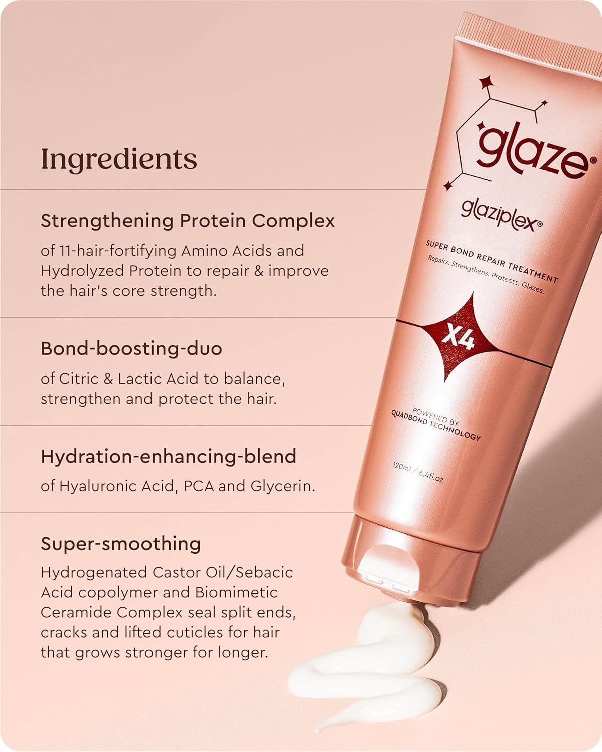 Glaze Glaziplex Super Bond Repair Treatment, 120Ml 3 Pack. 4-In-1 Deep Conditioning Hair Treatment Repairs Heat, Chemical, Colour And Styling Damage. Hair Mask For Dry Damaged Hair Works In 4 Minutes
