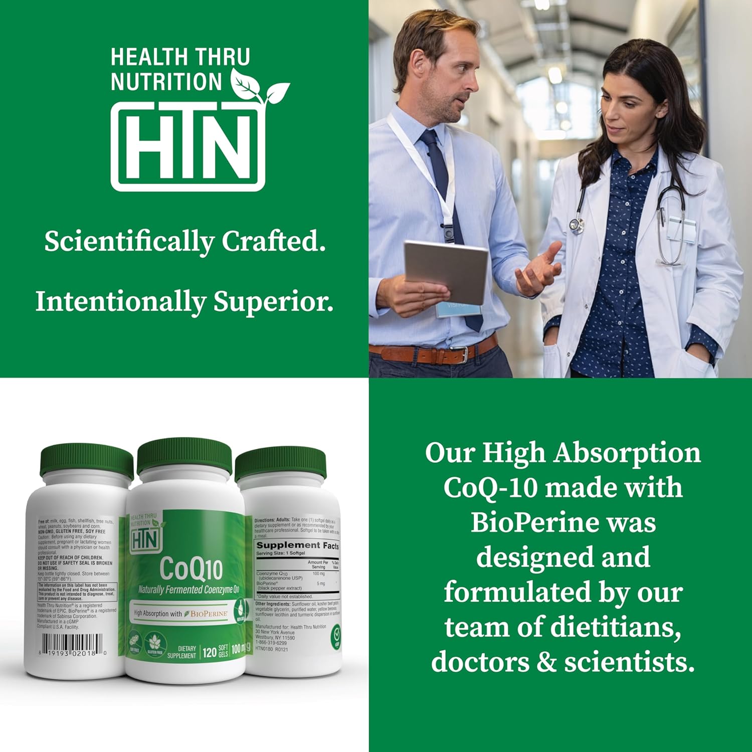 Health Thru Nutrition Coq-10 100Mg With Bioperine 360 Softgels | High Absorption Naturally Fermented Usp Grade Coenzyme Q10 Supplement | 3Rd Party Tested | Heart Health And Energy Support : Health & Household