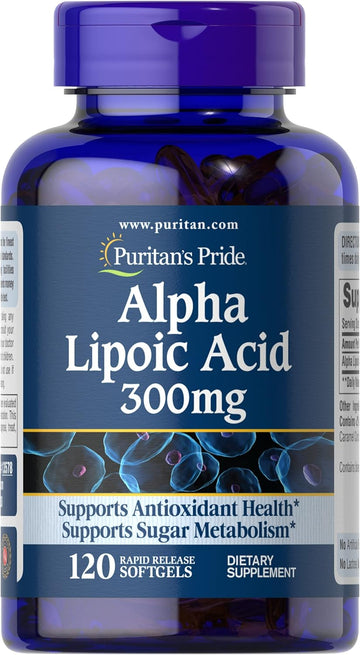 Puritan'S Pride Alpha Lipoic Acid Softgel 300Mg, Supports Antioxidant Health, 120 Ct