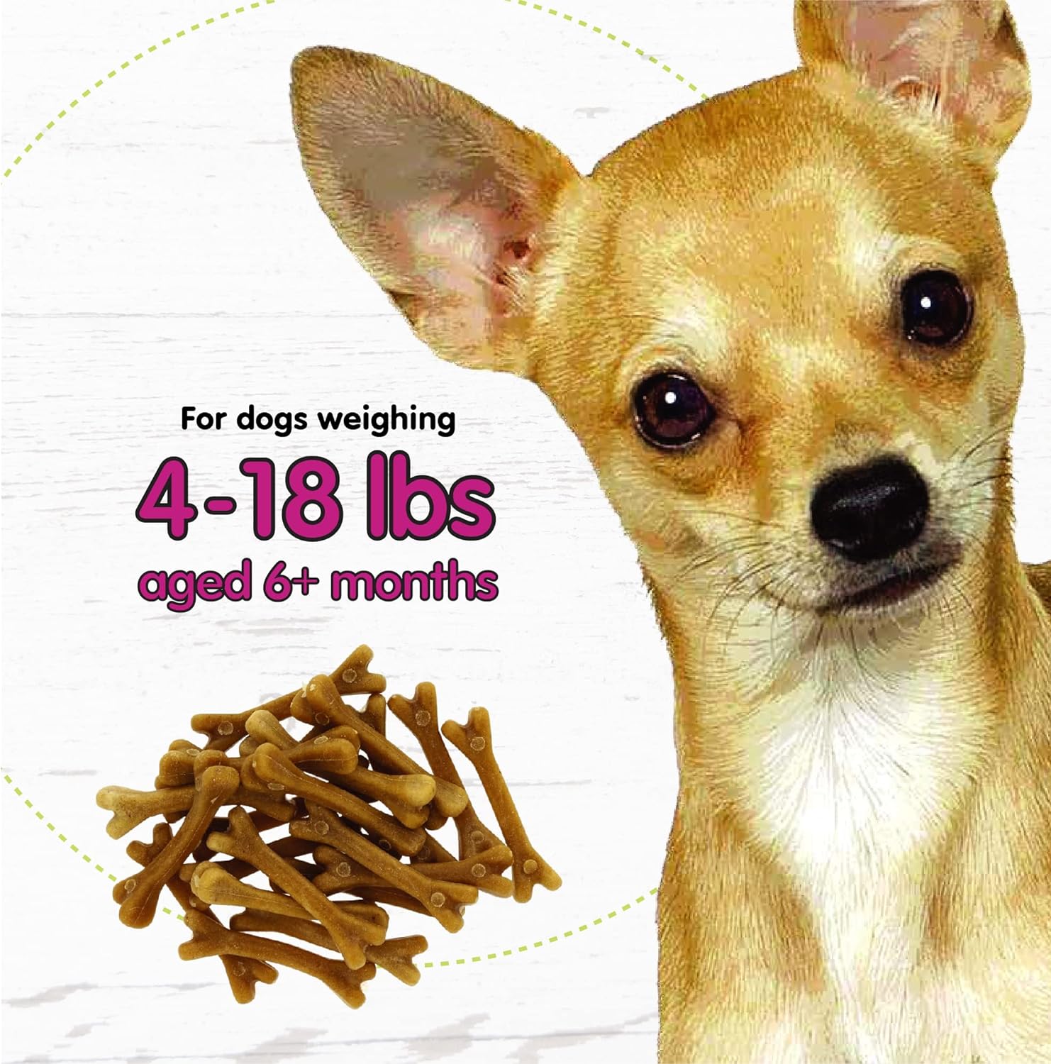 FIDO NATURALS Belly Bones for Dogs, 100 Yogurt Flavor Mini Dog Dental Treats(100 Count) - Made in USA - for Extra Small Dogs - Plaque and Tartar Control for Fresh Breath, Digestive Health Support : Pet Supplies