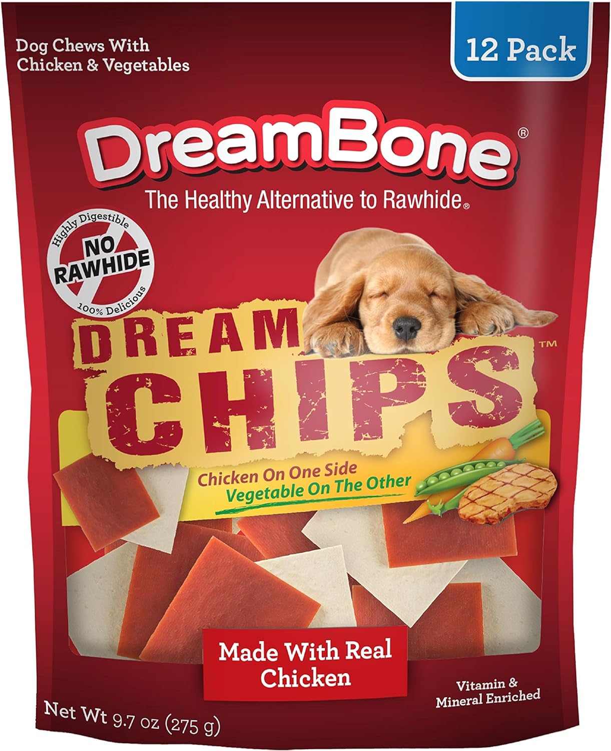 Dreambone Dreamchips With Real Chicken 12 Count, Rawhide-Free Chews For Dogs