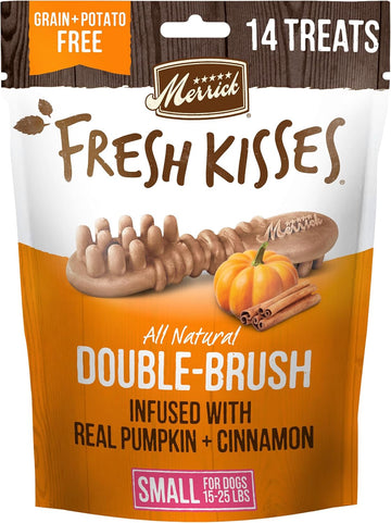 Merrick Fresh Kisses Natural Dental Chews, Treats Infused With Pumpkin And Cinnamon For Small Dogs 15-25 Lbs - 8.8 Oz. Pouch