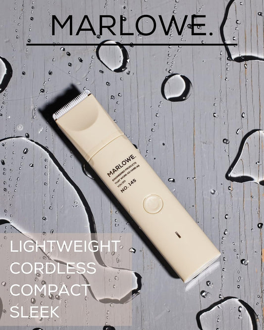 Marlowe. No. 145 Body Hair Trimmer For Men, Desert Sand, Lightweight Waterproof Personal Groomer, Ceramic Blades, Adjustable Comb Lengths & Rechargeable Battery For Head To Toe Male Grooming