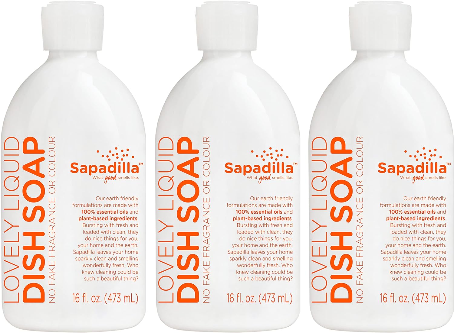 Sapadilla Liquid Dish Soap - Grapefruit + Bergamot - Made with 100% Pure Essential Oil Blends, Tough on Grease, Aromatic & Fragrant Dishwashing Liquid, Plant Based, Biodegradable, 12 Ounce (Pack of 3)