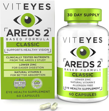 Viteyes AREDS 2 Eye Vitamins, Classic Macular Support, Allergen Free Capsules, with Natural Vitamin E, Vitamin C, Zinc, Copper, Lutein & Zeaxanthin, Eye Doctor Trusted, Manufactured in The USA, 60 Ct