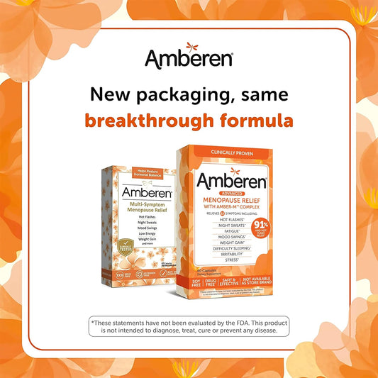 Amberen: Safe Multi-Symptom Menopause Relief. Clinically Shown to Relieve 12 Menopause Symptoms: Hot Flashes, Night Sweats, Mood Swings, Low Energy and More, 3 Month Supply